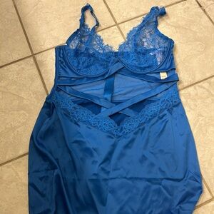 Victoria secret lingerie pastel blue dress XL NWT strappy cut out